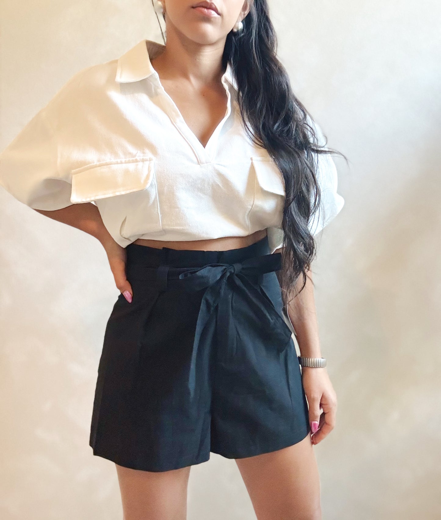 Black Linen Shorts